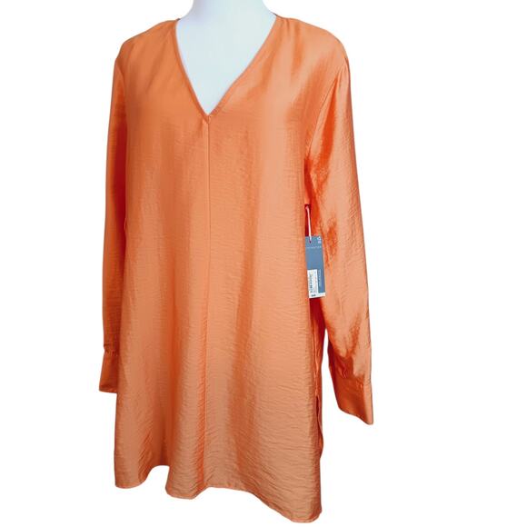 NEW WORTHINGTON Tunic‎ Top Kaftan Blouse XL Orange Long Lightweight Dressy Work - Picture 7 of 8